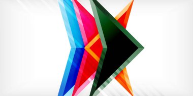 3d efektli oklar soyut arkaplan. Açık gri arkaplanda üçgenler