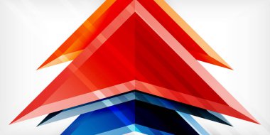 3d efektli oklar soyut arkaplan. Açık gri arkaplanda üçgenler