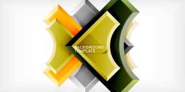 Kare, ok şekilleri yuvarlak elementlerle vektör ilülasyonu Duvar kağıdı, bayrak, arkaplan, kart, kitap illüstrasyonu, iniş sayfası