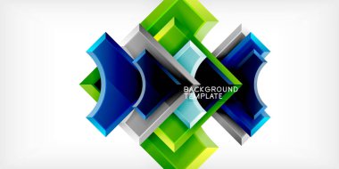 Kare, ok şekilleri yuvarlak elementlerle vektör ilülasyonu Duvar kağıdı, bayrak, arkaplan, kart, kitap illüstrasyonu, iniş sayfası