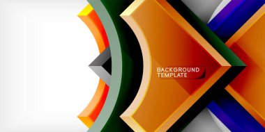 Kare, ok şekilleri yuvarlak elementlerle vektör ilülasyonu Duvar kağıdı, bayrak, arkaplan, kart, kitap illüstrasyonu, iniş sayfası