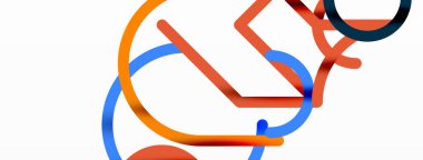 Soyut arkaplan. Çemberler ve renkli yuvarlak çizgiler. Doğrusal geometrik minimal tasarım