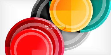 Arka plan - çok renkli daireler, trendy en az geometrik tasarım, vektör çizim