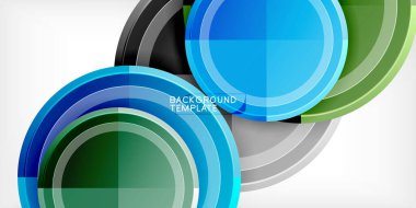 Arka plan - çok renkli daireler, trendy en az geometrik tasarım, vektör çizim
