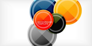 Arka plan - çok renkli daireler, trendy en az geometrik tasarım, vektör çizim