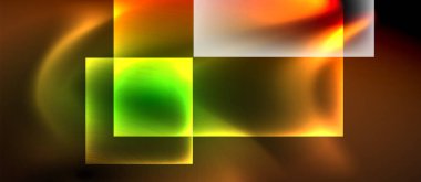 Neon ışıklı, soyut arkaplana sahip cam kareler