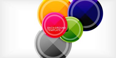 Arka plan - çok renkli daireler, trendy en az geometrik tasarım, vektör çizim