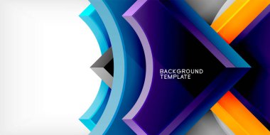 Kare, ok şekilleri yuvarlak elementlerle vektör ilülasyonu Duvar kağıdı, bayrak, arkaplan, kart, kitap illüstrasyonu, iniş sayfası