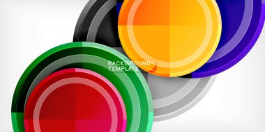 Arka plan - çok renkli daireler, trendy en az geometrik tasarım, vektör çizim
