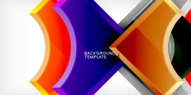 Kare, ok şekilleri yuvarlak elementlerle vektör ilülasyonu Duvar kağıdı, bayrak, arkaplan, kart, kitap illüstrasyonu, iniş sayfası