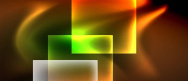 Neon ışıklı, soyut arkaplana sahip cam kareler