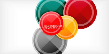 Arka plan - çok renkli daireler, trendy en az geometrik tasarım, vektör çizim