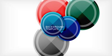 Arka plan - çok renkli daireler, trendy en az geometrik tasarım, vektör çizim