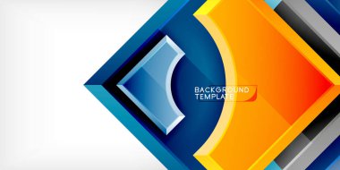 Kare, ok şekilleri yuvarlak elementlerle vektör ilülasyonu Duvar kağıdı, bayrak, arkaplan, kart, kitap illüstrasyonu, iniş sayfası