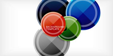 Arka plan - çok renkli daireler, trendy en az geometrik tasarım, vektör çizim