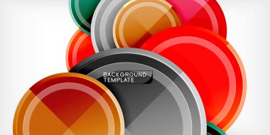 Arka plan - çok renkli daireler, trendy en az geometrik tasarım, vektör çizim