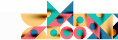 Renkli daireler, çizgiler, oklar, üçgenler ve diğer geometrik şekiller. Duvar Kağıdı, Sancak, Arkaplan, Kart, Kitap İllüstrasyonu, İniş Sayfası