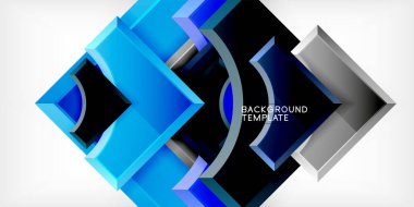 Kare, ok şekilleri yuvarlak elementlerle vektör ilülasyonu Duvar kağıdı, bayrak, arkaplan, kart, kitap illüstrasyonu, iniş sayfası