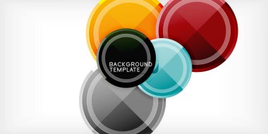 Arka plan - çok renkli daireler, trendy en az geometrik tasarım, vektör çizim