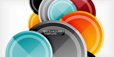 Arka plan - çok renkli daireler, trendy en az geometrik tasarım, vektör çizim