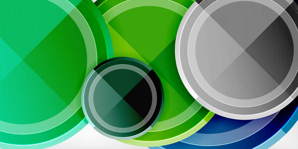 Абстрактный фон - разноцветные круги, модный минимальный геометрический дизайн, векторная иллюстрация
