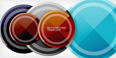 Arka plan - çok renkli daireler, trendy en az geometrik tasarım, vektör çizim