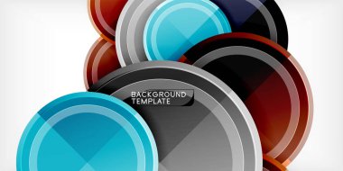 Arka plan - çok renkli daireler, trendy en az geometrik tasarım, vektör çizim