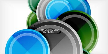 Arka plan - çok renkli daireler, trendy en az geometrik tasarım, vektör çizim