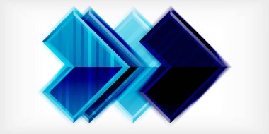 3D efektler ve çizgi dokusu geometrik soyut arkaplan ile oluşturulan ok sembolleri