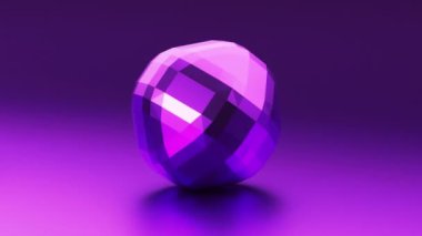 3D animasyon döngüsü. Metal geometrik küp şekil hareket ediyor ve dönüyor. Soyut geometrik canlandırılmış arkaplan