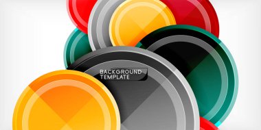 Arka plan - çok renkli daireler, trendy en az geometrik tasarım, vektör çizim