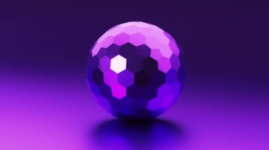 3D animasyon döngüsü. Metal küre geometrik şekil hareket ediyor ve dönüyor. Soyut geometrik canlandırılmış arkaplan