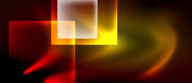 Neon ışıklı, soyut arkaplana sahip cam kareler