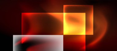 Neon ışıklı, soyut arkaplana sahip cam kareler