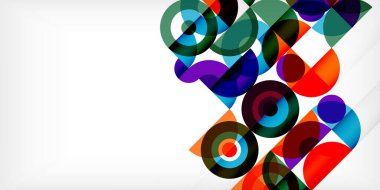 Minimum geometrik soyut arkaplan. Çember kare ve üçgen tasarım. Duvar kağıdı, afiş, arkaplan veya iniş için moda tekno iş şablonu