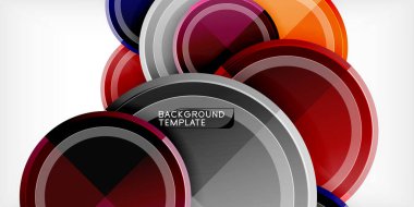 Arka plan - çok renkli daireler, trendy en az geometrik tasarım, vektör çizim