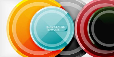 Arka plan - çok renkli daireler, trendy en az geometrik tasarım, vektör çizim