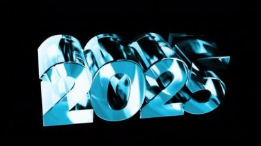 Işık dağılımlı cam hareketli grafikleri. 3D Numarası 2025 Yeni Yıl Şekil Dönüştürücü