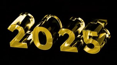 Işık dağılımlı cam hareketli grafikleri. 3D Numarası 2025 Yeni Yıl Şekil Dönüştürücü