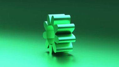 3D animasyon döngüsü. Metal geometrik çiçek şekli hareket ediyor ve dönüyor. Soyut geometrik canlandırılmış arkaplan