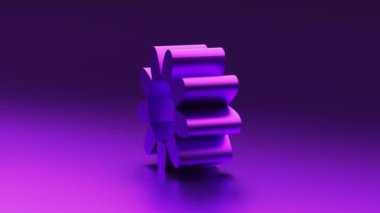 3D animasyon döngüsü. Metal geometrik çiçek şekli hareket ediyor ve dönüyor. Soyut geometrik canlandırılmış arkaplan