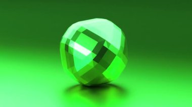 3D animasyon döngüsü. Metal geometrik küp şekil hareket ediyor ve dönüyor. Soyut geometrik canlandırılmış arkaplan