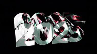 Işık dağılımlı cam hareketli grafikleri. 3D Numarası 2025 Yeni Yıl Şekil Dönüştürücü