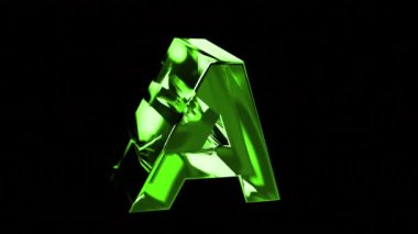 Işık dağılım efektli hareket eden cam grafikleri. 3d Bir harf şekli dönüşümlü düzenleyici