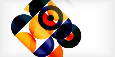 Minimum geometrik soyut arkaplan. Çember kare ve üçgen tasarım. Duvar kağıdı, afiş, arkaplan veya iniş için moda tekno iş şablonu