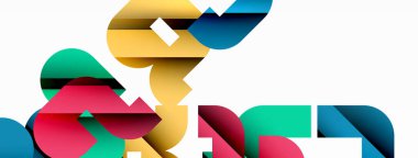 Soyut arkaplan. Siyah gölge çizgileri efektli renkli geometrik eğriler