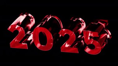 Işık dağılımlı cam hareketli grafikleri. 3D Numarası 2025 Yeni Yıl Şekil Dönüştürücü