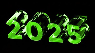 Işık dağılımlı cam hareketli grafikleri. 3D Numarası 2025 Yeni Yıl Şekil Dönüştürücü