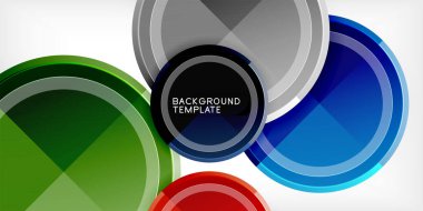 Arka plan - çok renkli daireler, trendy en az geometrik tasarım, vektör çizim