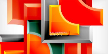 Kare, ok şekilleri yuvarlak elementlerle vektör ilülasyonu Duvar kağıdı, bayrak, arkaplan, kart, kitap illüstrasyonu, iniş sayfası